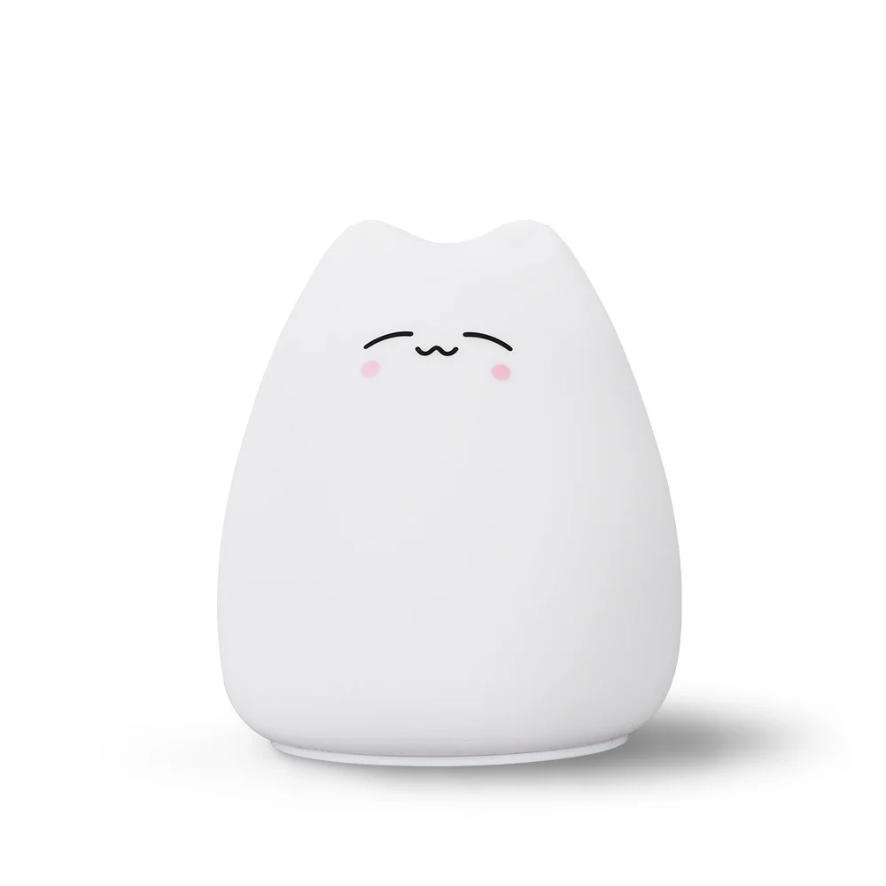 Hot selling soft cute night light Sensitive Tap Control RGB Soft Cat Silicone Baby Nursery Lamp Night Light for Kids
