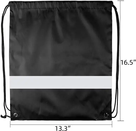Custom Supermarket Sports Bag Nylon Recycled Foldable Women Men Reflective Drawstring Backpack Logo