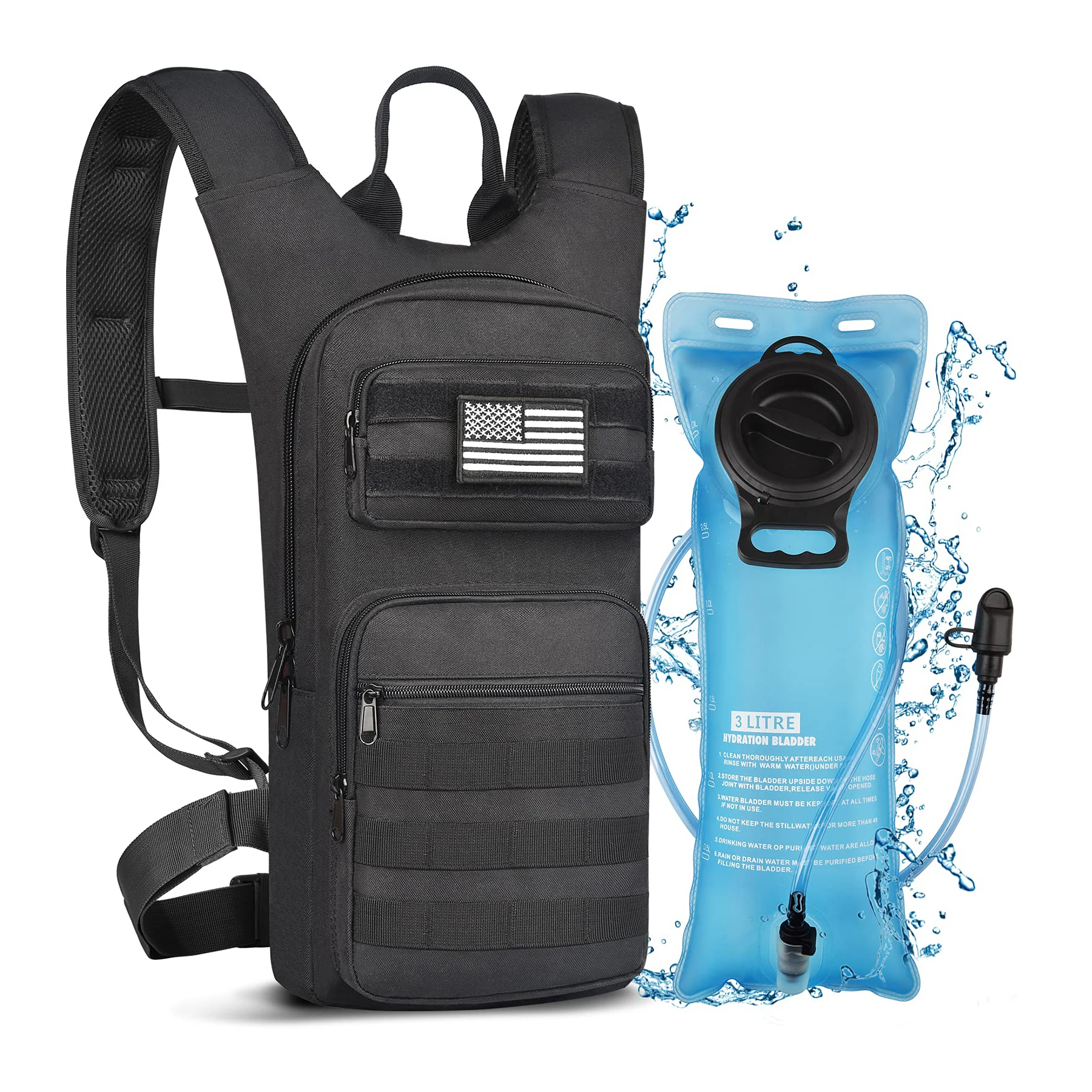 Lightweight Tactical Waterproof Bag Hydration Backpack Including 3L Water Bladder For Outdoor Sports