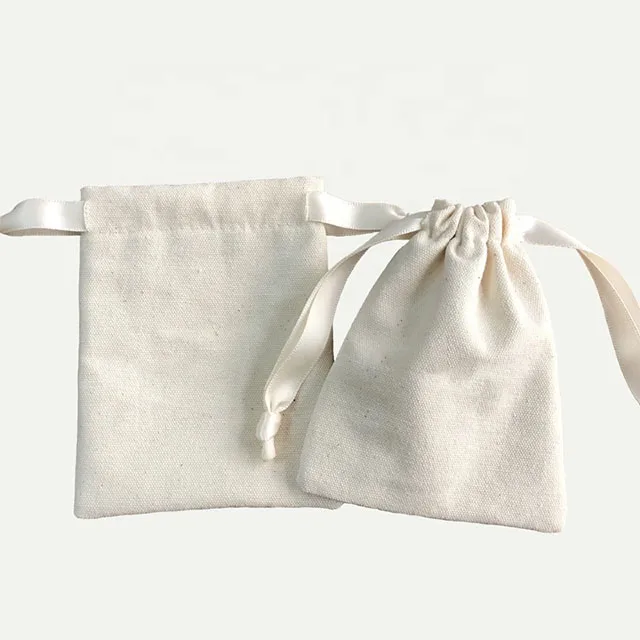 Wholesale Custom Logo Silk Screen Print Organic Cotton Muslin Double Shopping Pouch Canvas Drawstring dust bags for handbag shoe