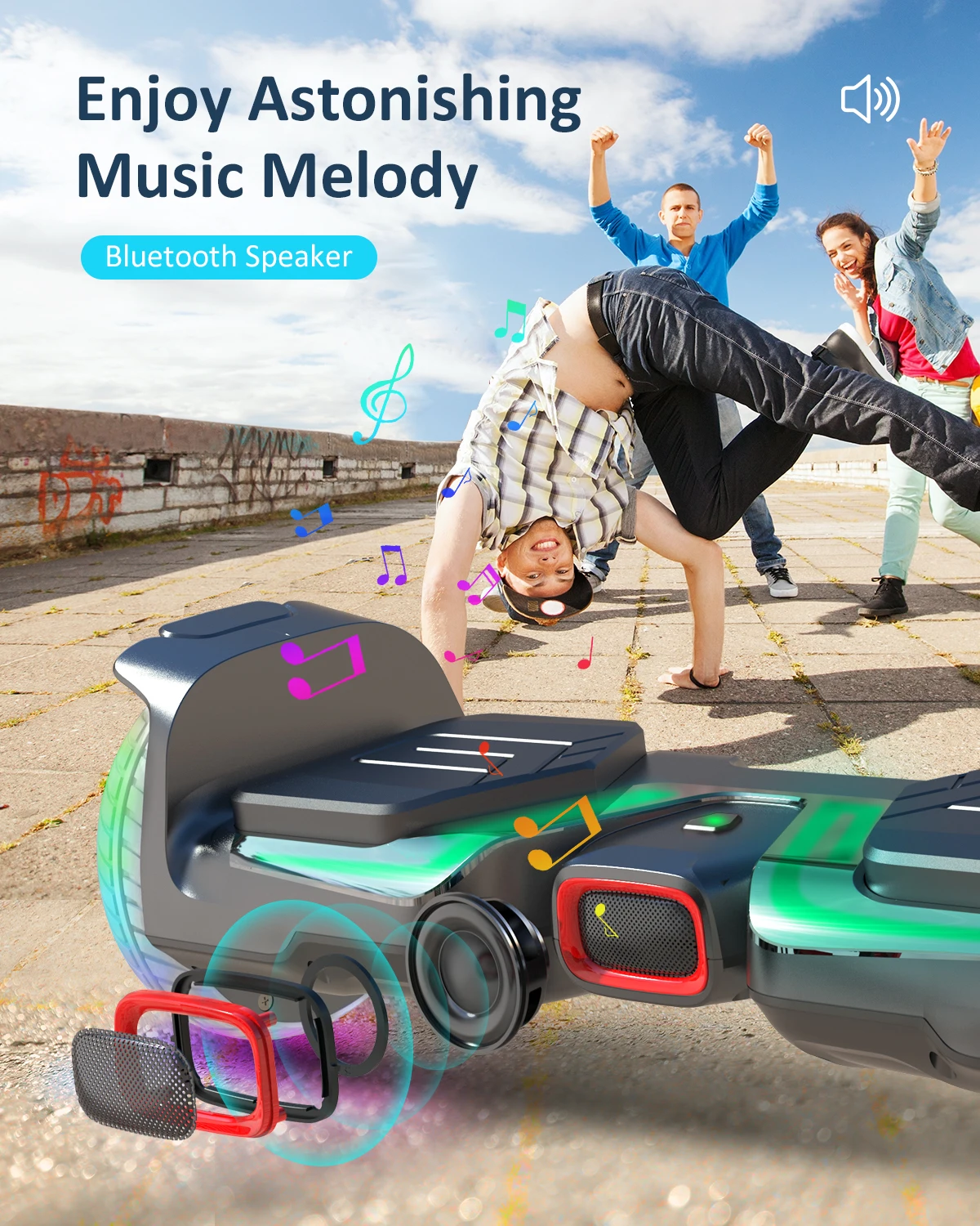 International brand GYROOR Two Wheel 6.5 inch Smart Self Balancing Adult Kid Electric Hoverboard LED Lights HoverBoard 600W