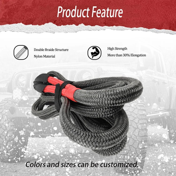22MM 9M 11Tons Sleeve Kinetic Rope Nylon Recovery Kinetic Auto Tow Cable Rope