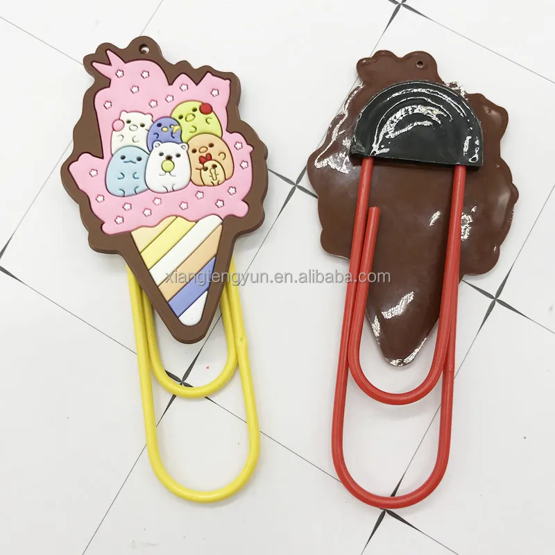 Cute cartoon bookmark PVC soft paper clip bookmark large silicone bookmark