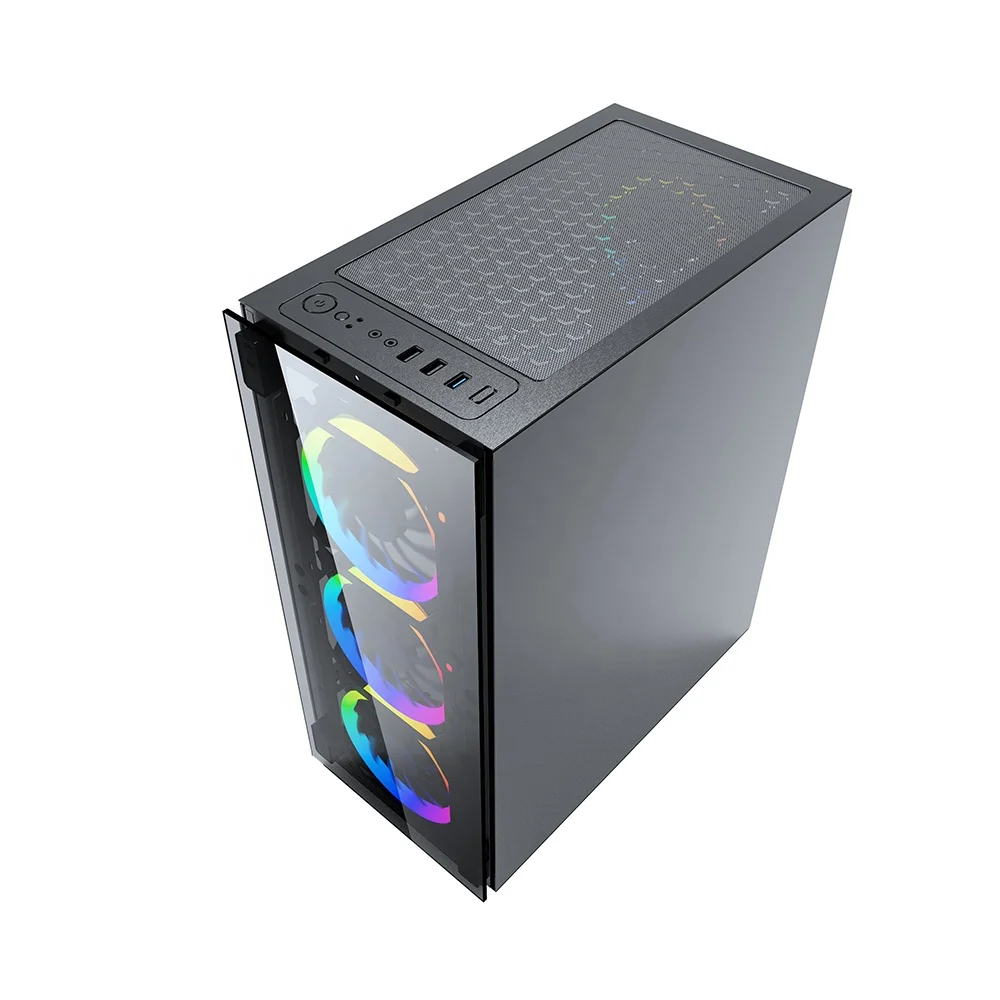 Лидер продаж игровой компьютерный чехол с полным стеклом ATX средней башни для