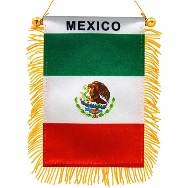 Mini 4*6' Mexico Auto Mirror Flag Digital Printed Banner for Automotive Education Insurance Travel Agency and Agriculture