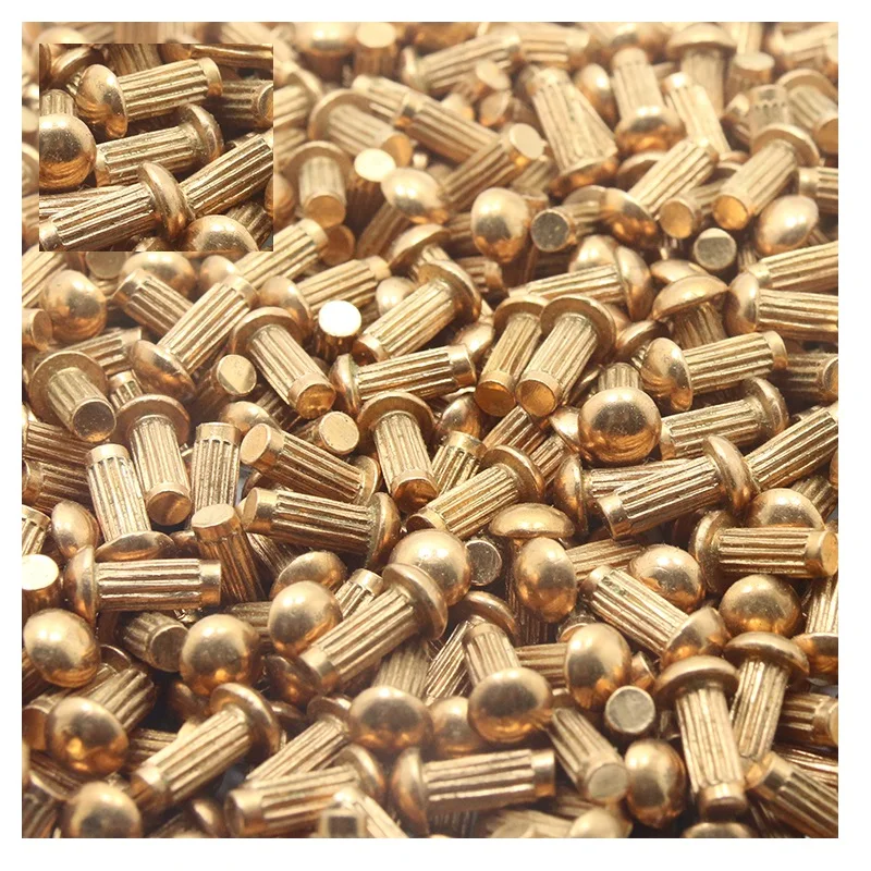 factory supply round head brass knurled solid rivet for nameplate