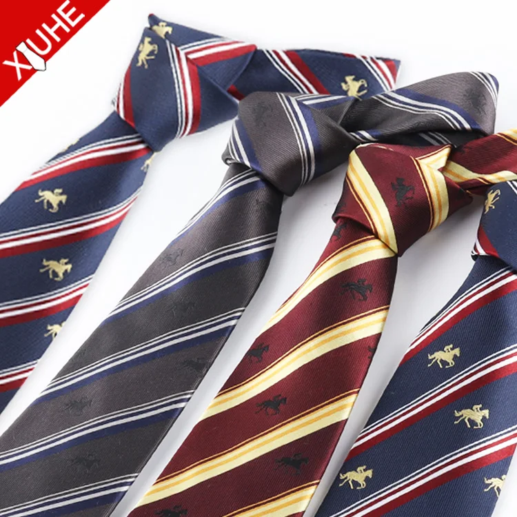OEM ODM School Necktie Silk Mens Custom LOGO Tie Striped Pattern Custom Polyester Ties