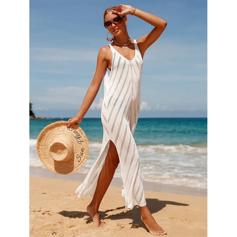 Missadola Wholesale  Crochet Beach Swim Cover Up Dress Knitted Mesh Bathing Suit sexy Swimsuit Coverup Swimwear Skirt