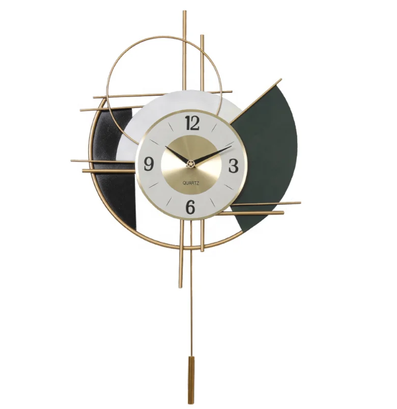 Colorful Metal Silent Quartz Modern Pendulum Wall Clock Home Decor Luxury