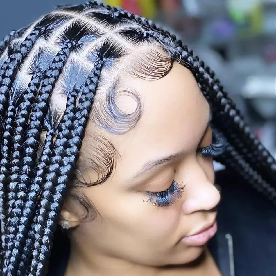 High Quality Knotless Braid Wig Lace front Hand Tied Braid human Hair Wigs Glueless Braided Lace Wigs For Black Women Human Hair