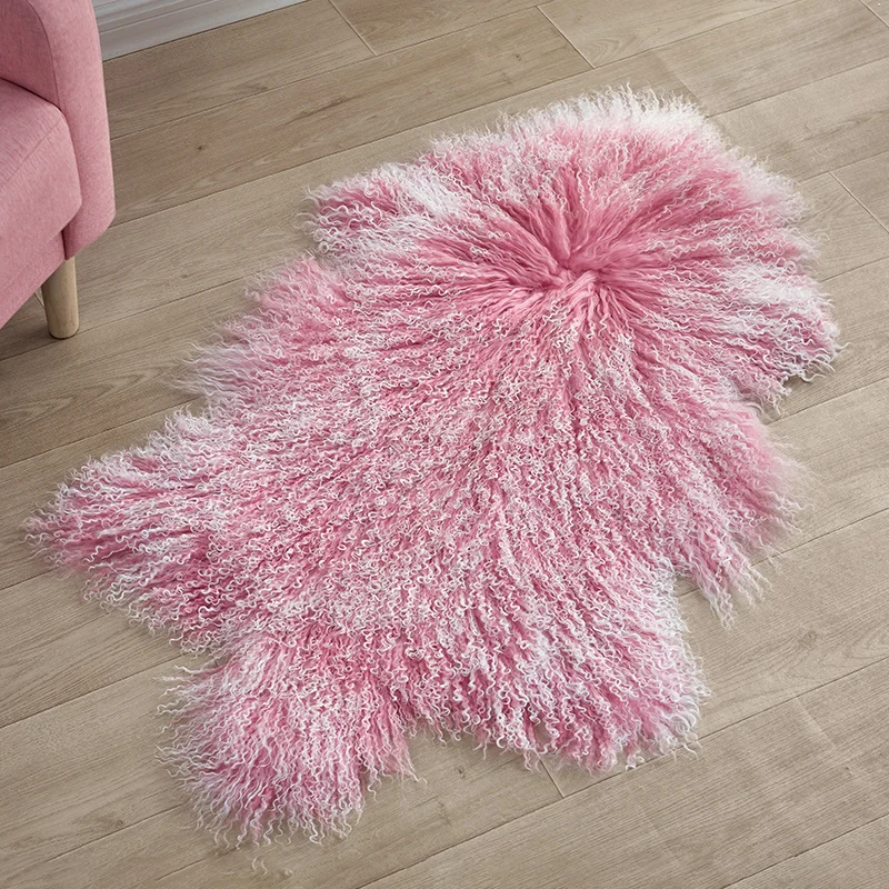 Wholesale Home Tibetan Sheepskin Throw Rug Mongolian carpet animal fur area rug Big Size natural curly wool lamb skin rug