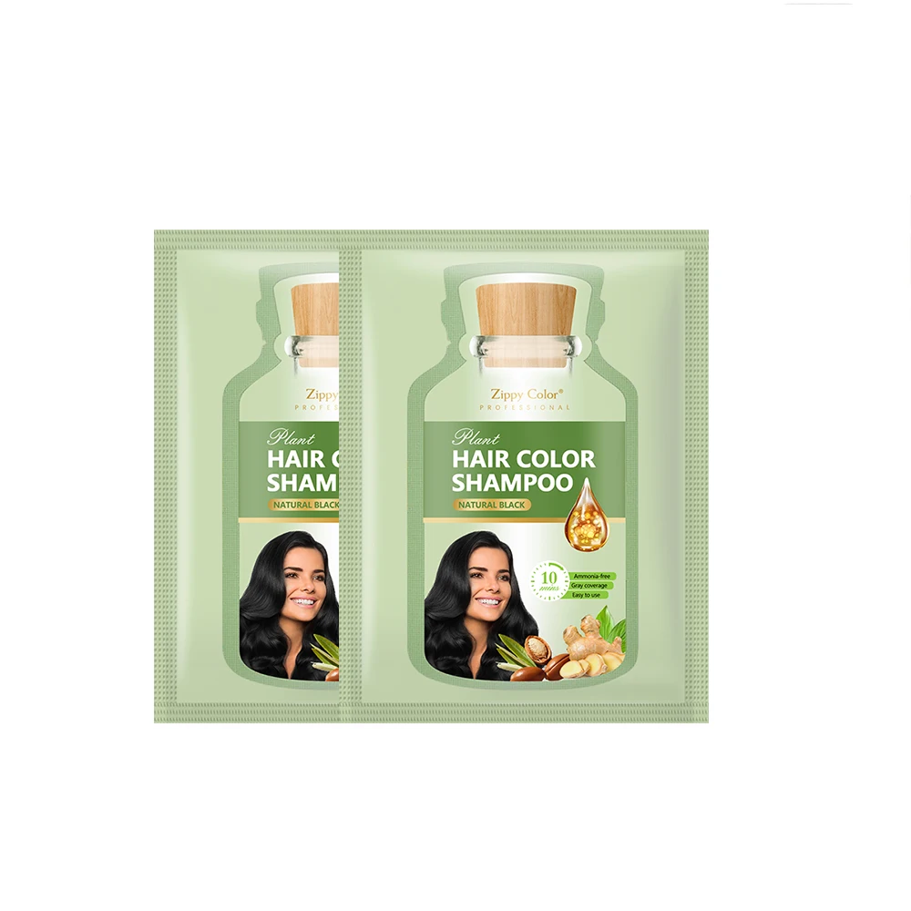 New Fashion Black Hair Color Shampoo Private Label Hair Black Shampoo Fast Dye Shampoo Hair Color With Sachet