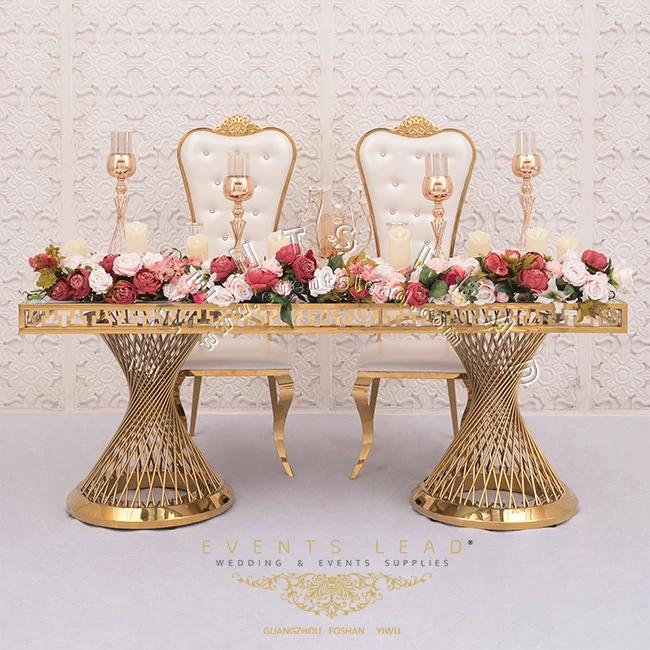 Прямоугольная рамка из нержавеющей стали с узором золотистый Свадебный обеденный стол роскошный для