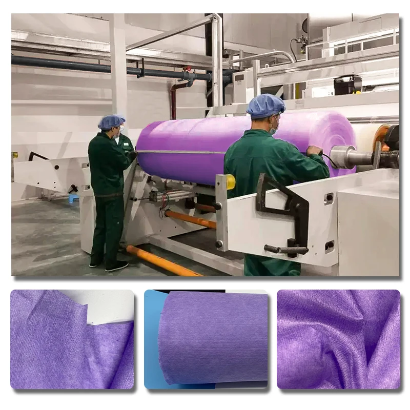 35gsm cellulose sheet plant lavender fiber purple spunlace fabric roll new material high quality for paper face mask