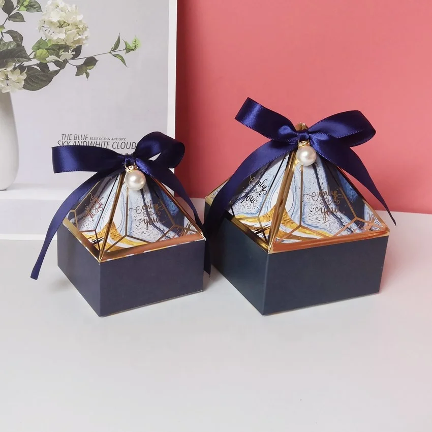 Fancy wedding candy boxes luxury favor gift candy box for children and custom logo give away gift boxes