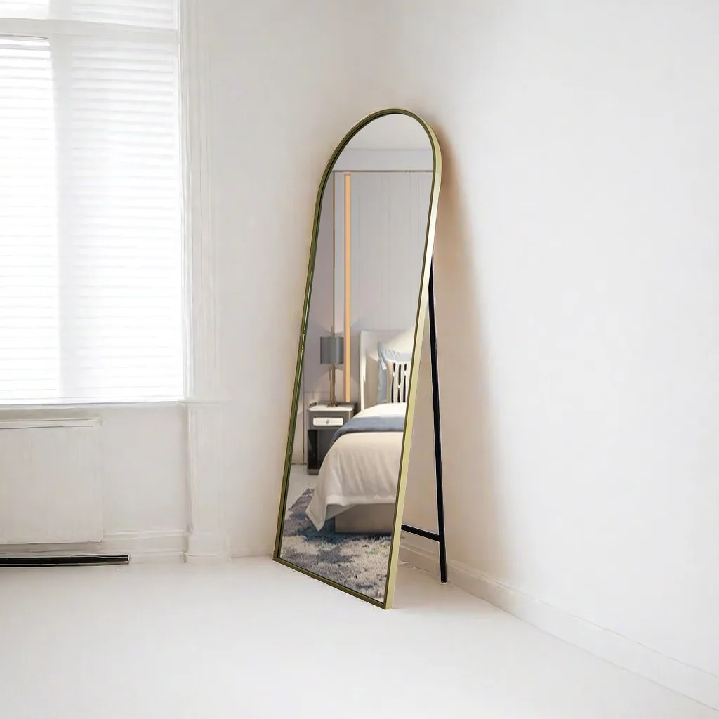 wholesale large arch standing floor mirror luxury metal frame decorative full body miroir for bedroom specchio espejo spiegel