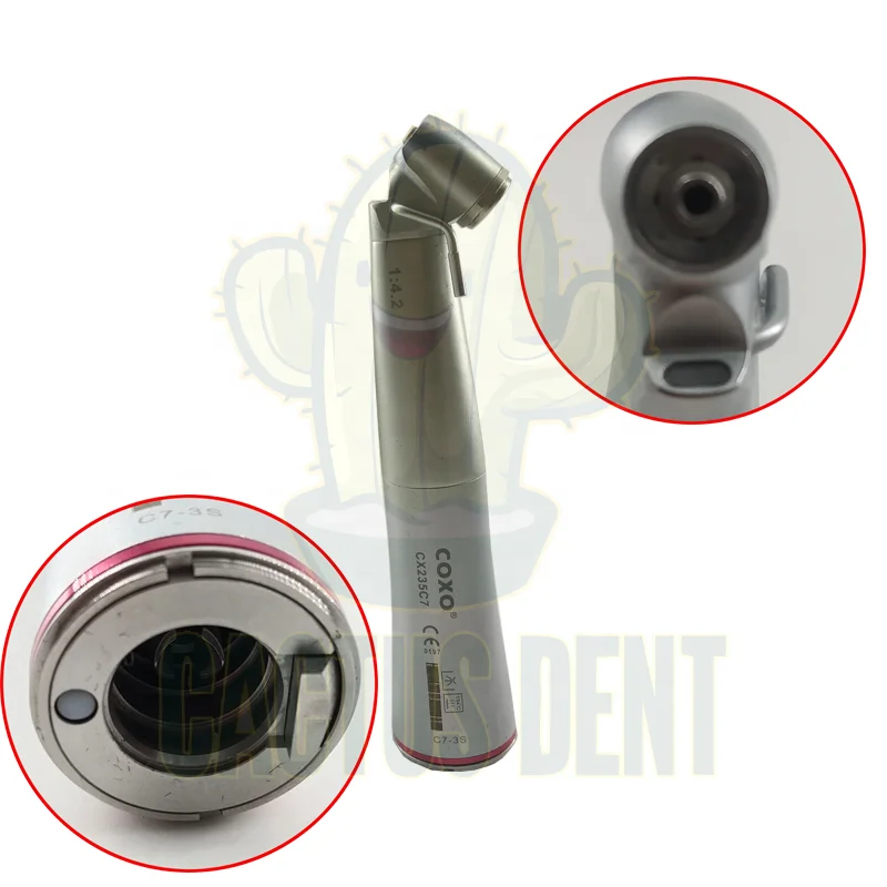 Original COXOs dental increasing speed handpiece 1:4.2 contra angle / Surgical implant handpiece with LED fiber optic external