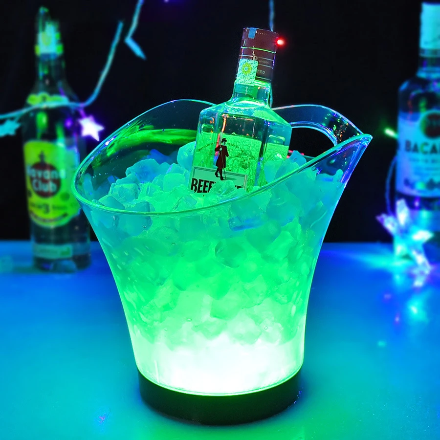 Wholesale supply chang-color LED Ice Bucket rechargeable batteries beer wine champagne acrylic transparent led ice bucket