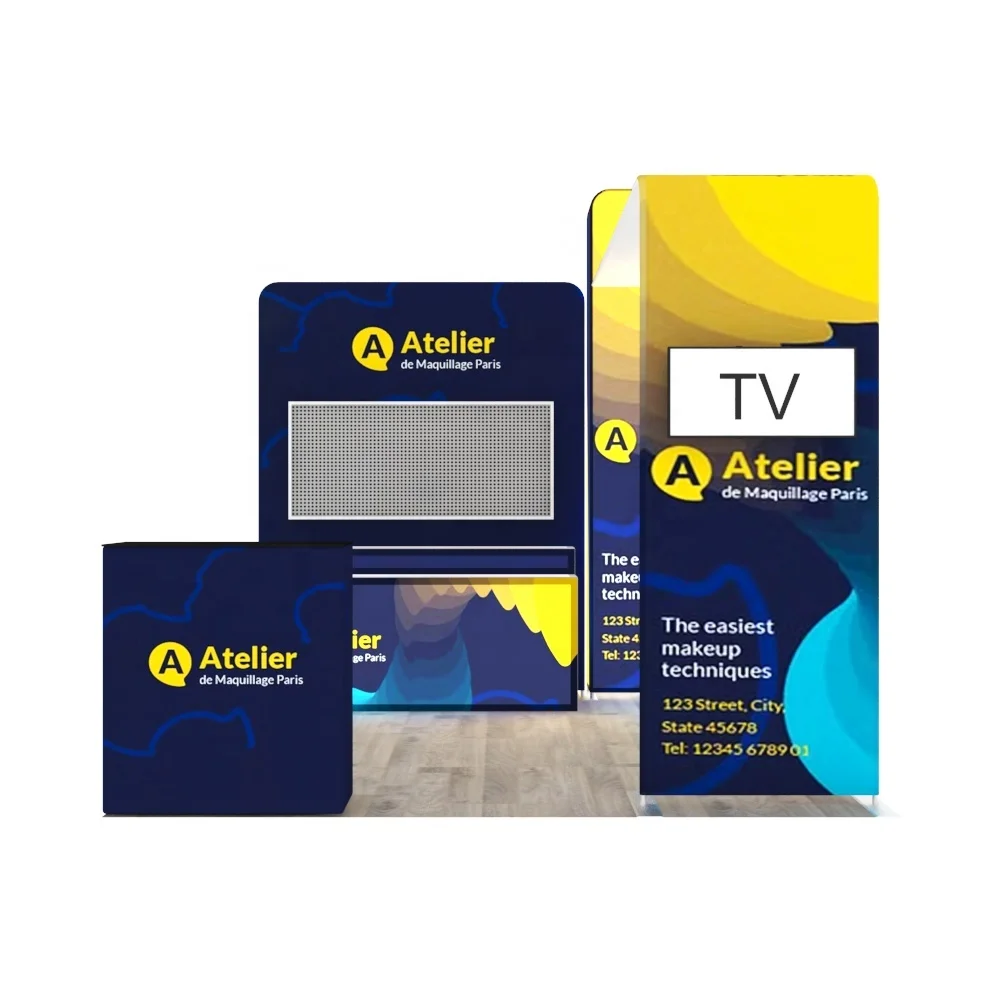 10x10ft Custom Logo Print Aluminum Alloy Shelf Stand Backlit Display Exhibition Quick Setup Tool Free Portable Trade Show Booth