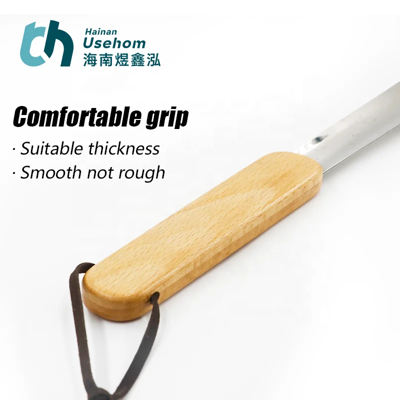 Stainless Steel shoe horn Wooden Shank Shoe horn Wear-resistant Shoe horn For Convenient Slippers