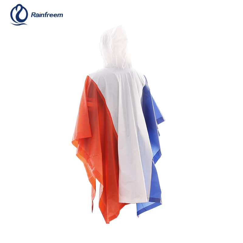high quality pvc flag rain poncho custom print reusable rain poncho for outdoor