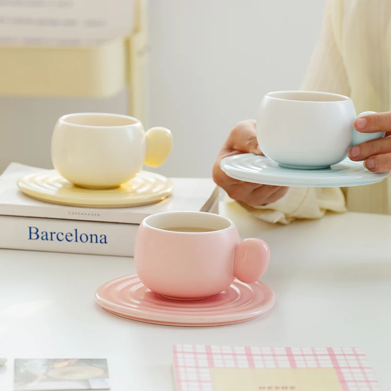 high quality luxury yellow tea cup and ceramic tea with saucer ceramic coffee mug design matte