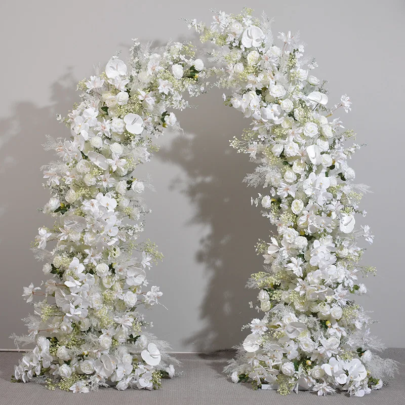 1.9+2.3 Meters Ox Horn Frame Floral Arrangement, Arch Ram Horn Ring Artificial Flower Wedding Background Arrangement