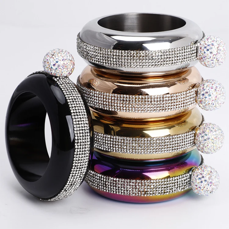 Customized Portable Bracelet Shape Wine Bottle 3.5oz Stainless Steel Glitter Alcohol Bangle Hip Flask Wine Bracelet