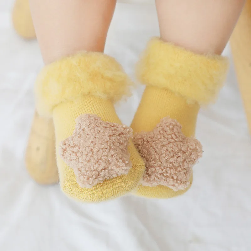 Wholesale Floor Organic Cotton Warm Knit Thick Lovely 3D Cartoon Fuzzy Ankle Baby Socks