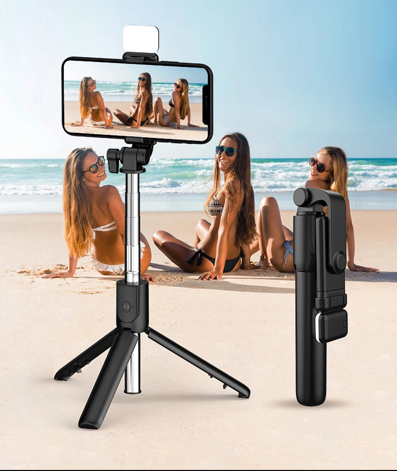 Mobile phone selfie stick with beauty light remote control adjustable folding multifunctional live desktop tripod