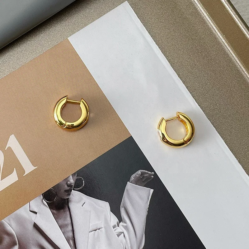 18K Gold Plated Brass Jewelry Oval Diamond Zircon Small Hoop INS Accessories Earrings E211339