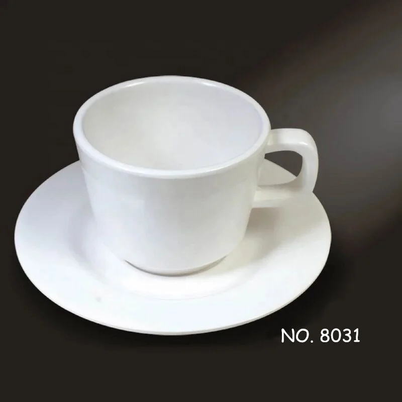 Melamine coffee cup and saucer set plastic tea cup set