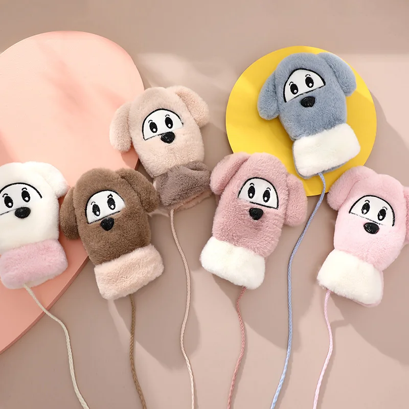 Милые Мультяшные зимние детские перчатки 2-7 лет, варежки для младенцев