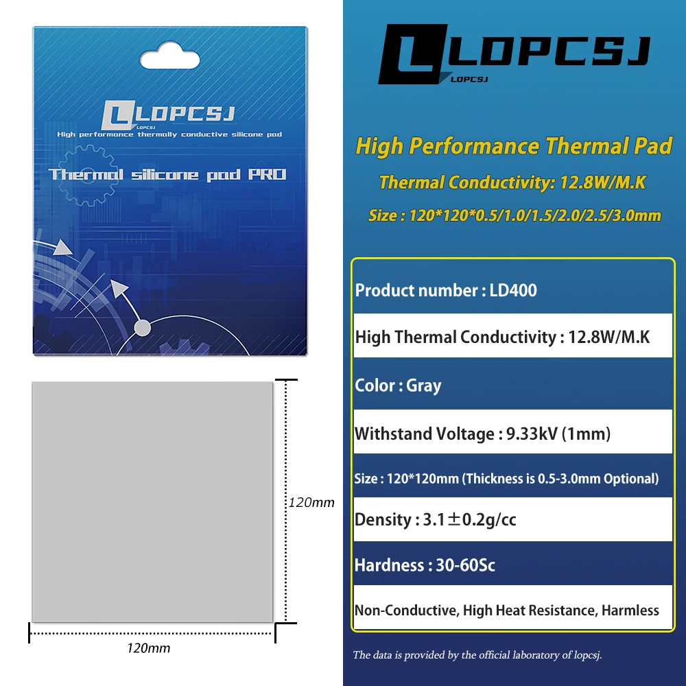 Odyssey Thermal Conductivity 12.8w/mk thermal pad 120*120mm CPU GPU Notebook computer Silicone Pad
