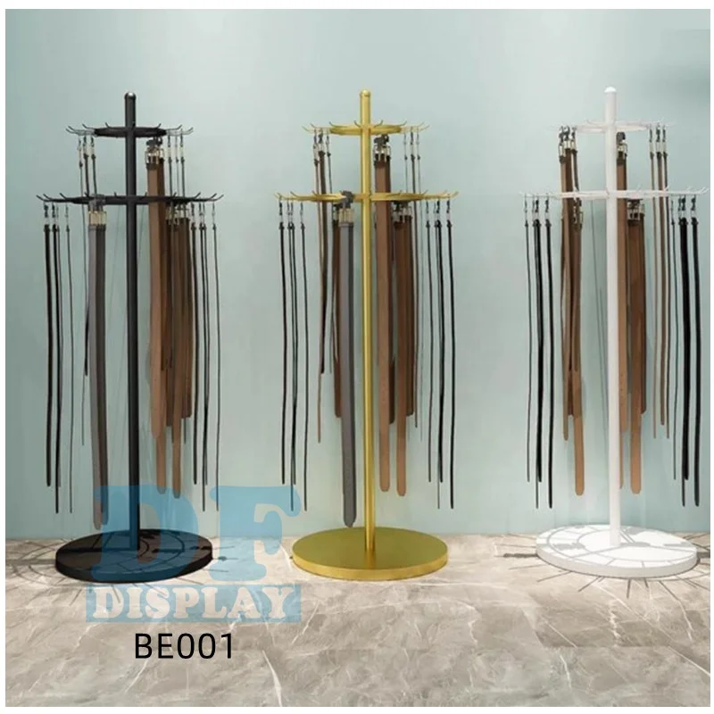 BE002Floor standing belt rack garment store metal display rack for socks and belt  Metal Floor Rotate Belt Scarf Display