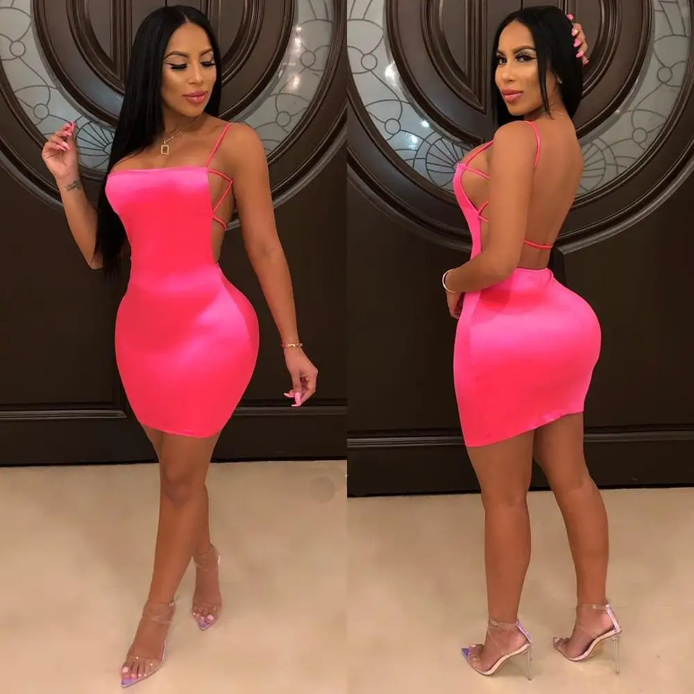 
Women Sexy Bodycon Casual Bandeau Dress Neon Bandage Club Party Dresses Latest Design 