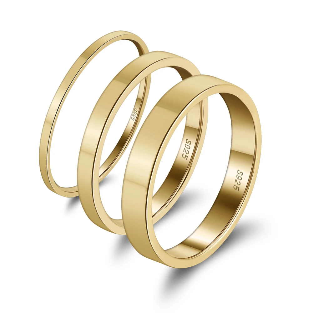 BAPR33 RINNTIN 1mm 2mm 3mm 14K Gold Stacking Stackable Band 925 Sterling Silver Couple Wedding Band Ring for Men Women