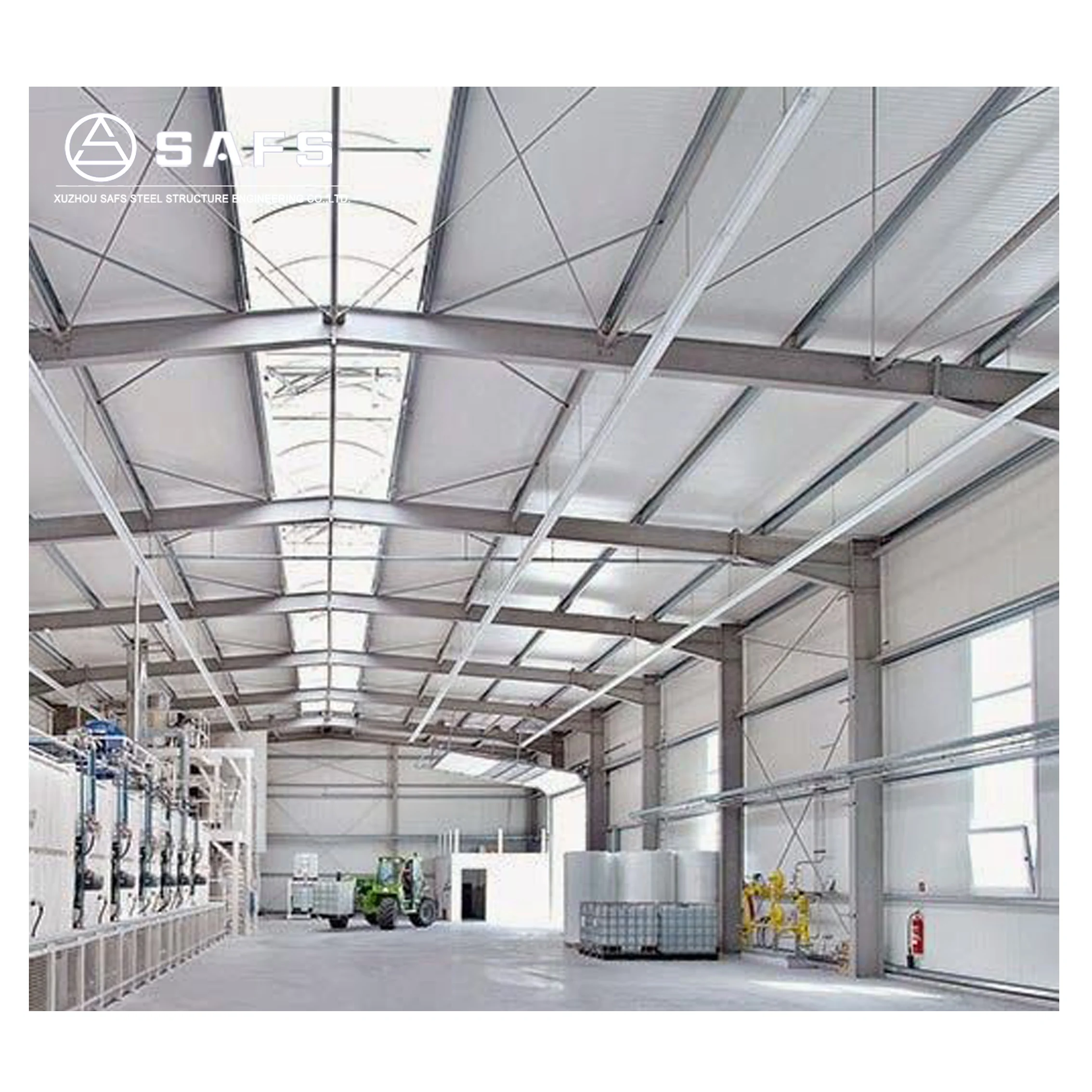Long interlayer roof curved frame roof structure