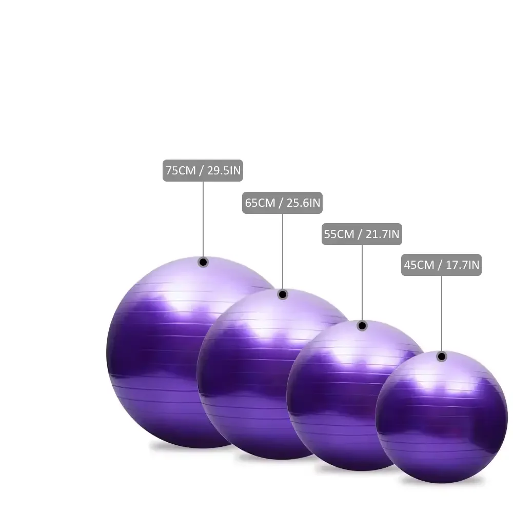 Wholesale Eco-Friendly PVC Exercise Yoga Ball Soft Durable Pilates Fitness Ball custom size with Massage Feature
