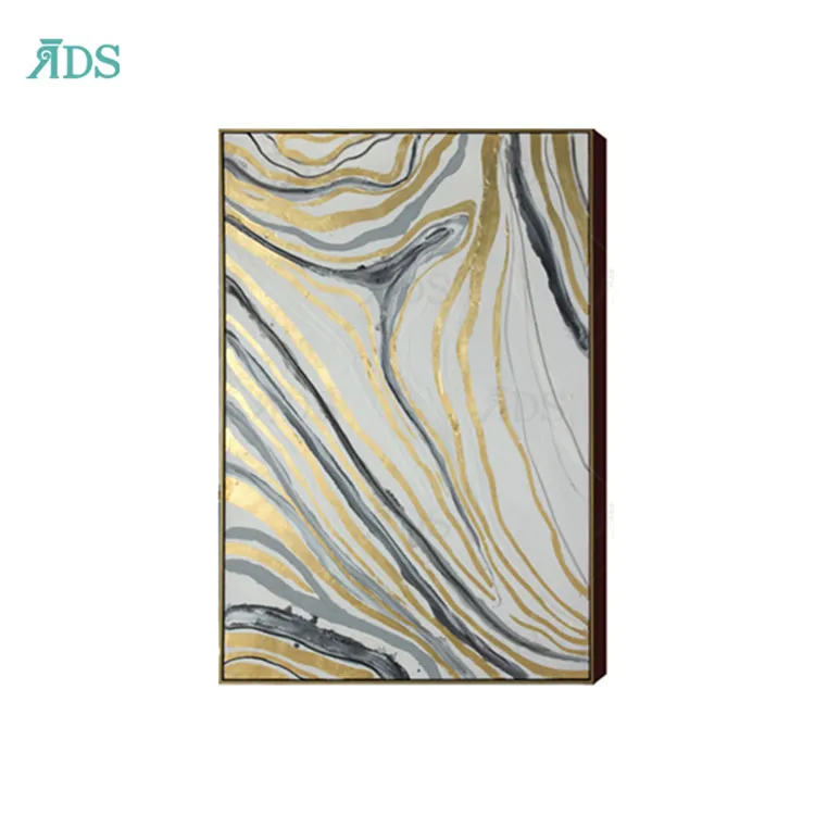 Wholesale Stretched Canvas Abstract Gold Living Room Painting Art