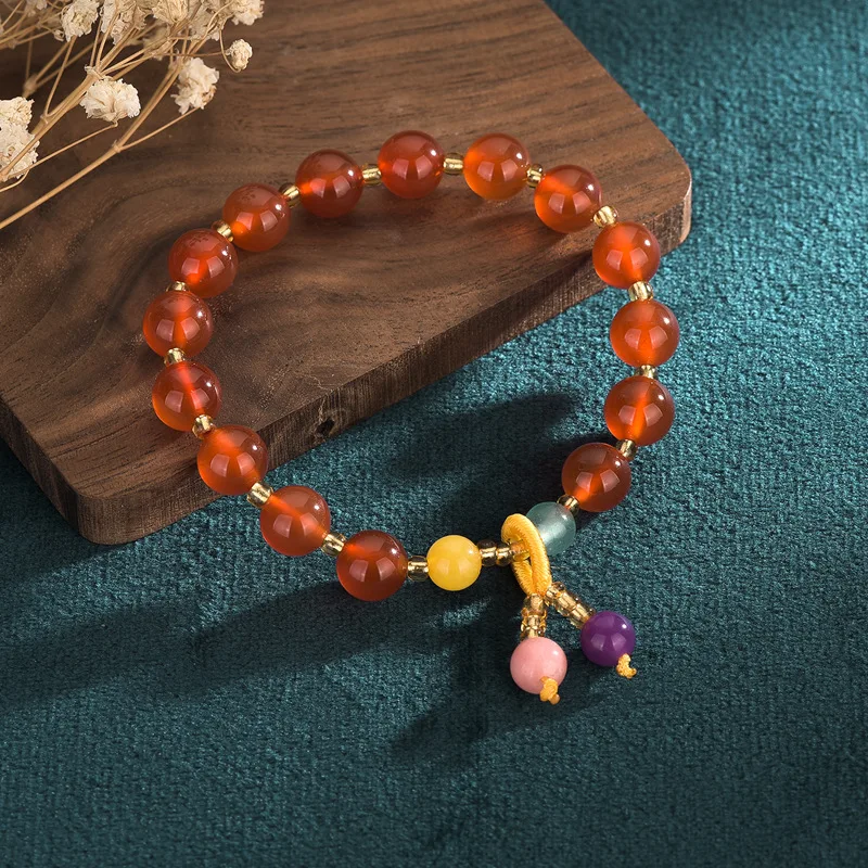 natural Rutilated Quartz Red Agate Lazuli Amethyst Crystal Beads Strand Bracelets Women Fine Jewelry