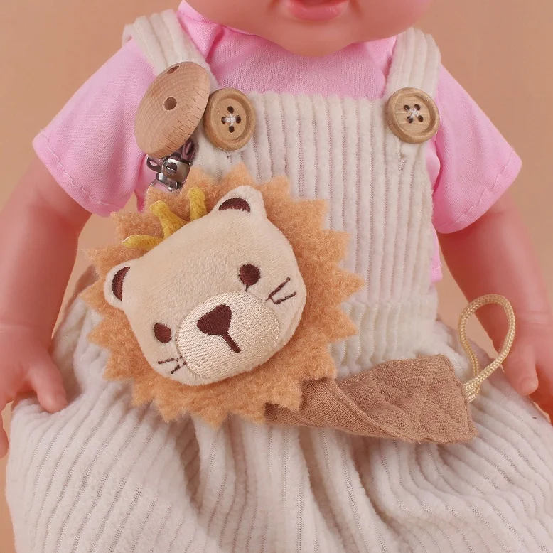 Customized Baby Pacifier Dummy Soother Holder Chain Clips Wood Clip Soft Cotton Baby Pacifier Holder