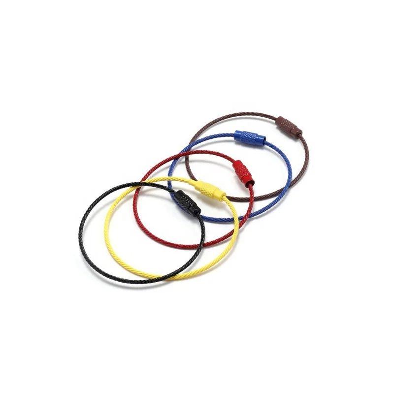 High Quality Wire Rope Key Chain Metal Wire Keychain Carabiner Cable Key Ring Outdoor Hiking