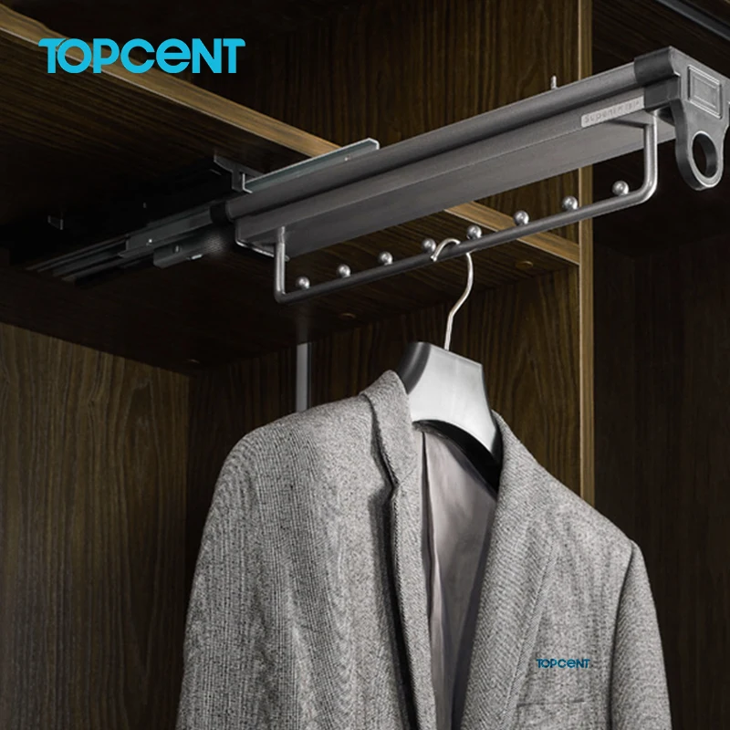 Topcent Wardrobe Accessories Checkroom storage system cushioned hidden slides top mounted hangers