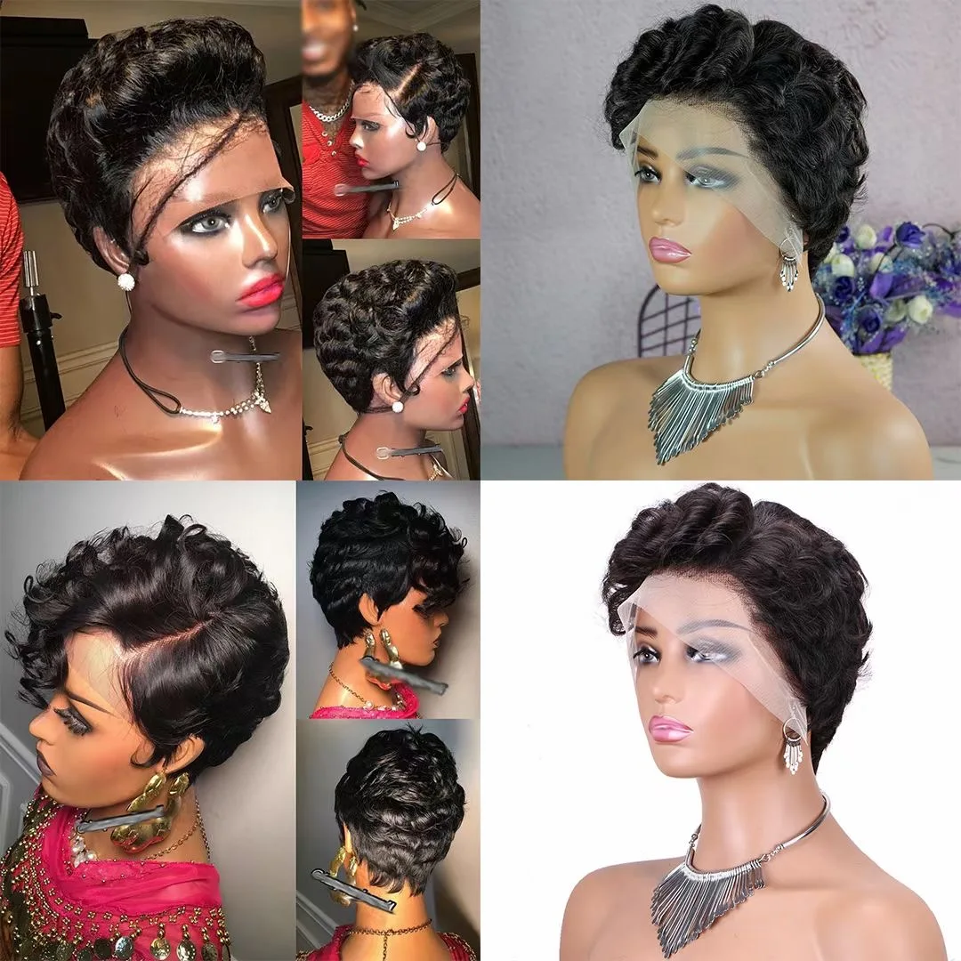 Cheap Wigs Short Length Natural Human Hair Different Colors No Lace Raw Indian Hair Wigs