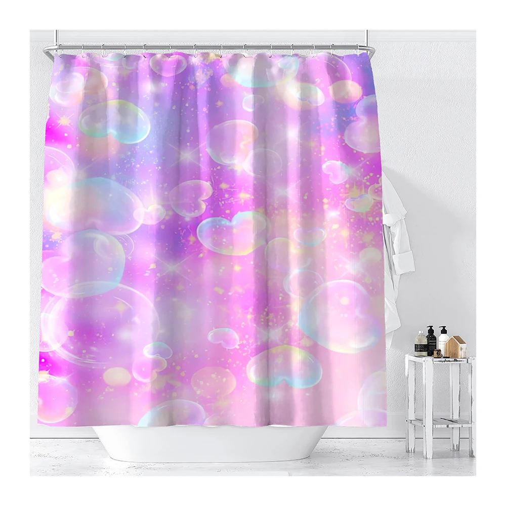 Colorful Marble Shower Curtains for Bathroom with 12 Hooks Watercolor Digital Paint Blue Purple Texture Shower Curtain