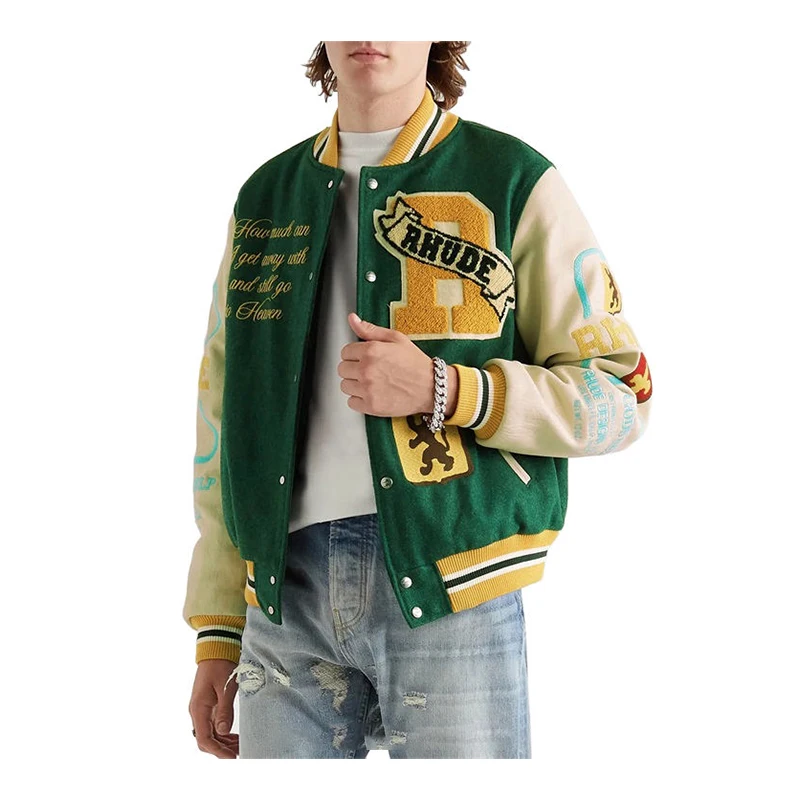 Wholesale Letterman Men Baseball Body Leather Sleeve Winter Coat Bomber casaco veste jacke giacca varsity jacket