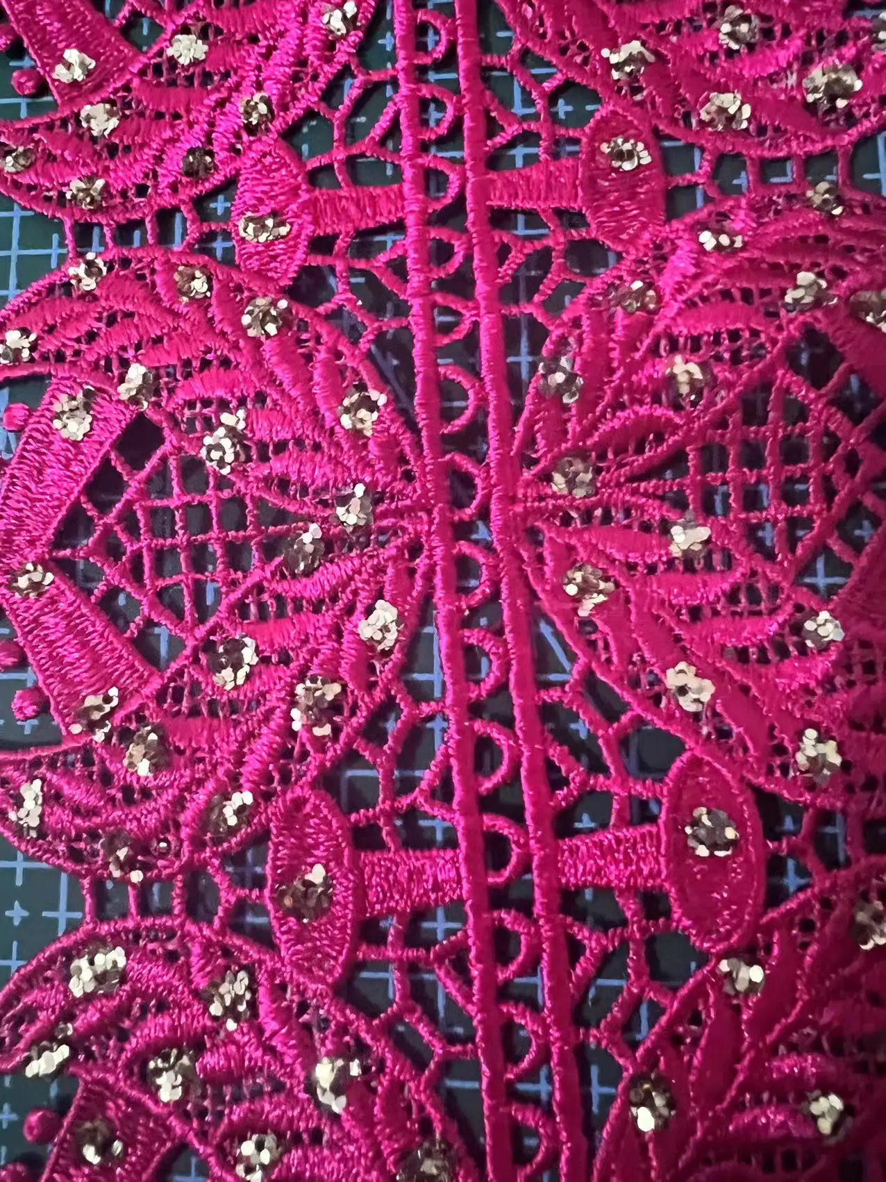 New Wide Embroidered Motif Glitter Power Nigeria Follower Venice Lace Trim Crochet Cord