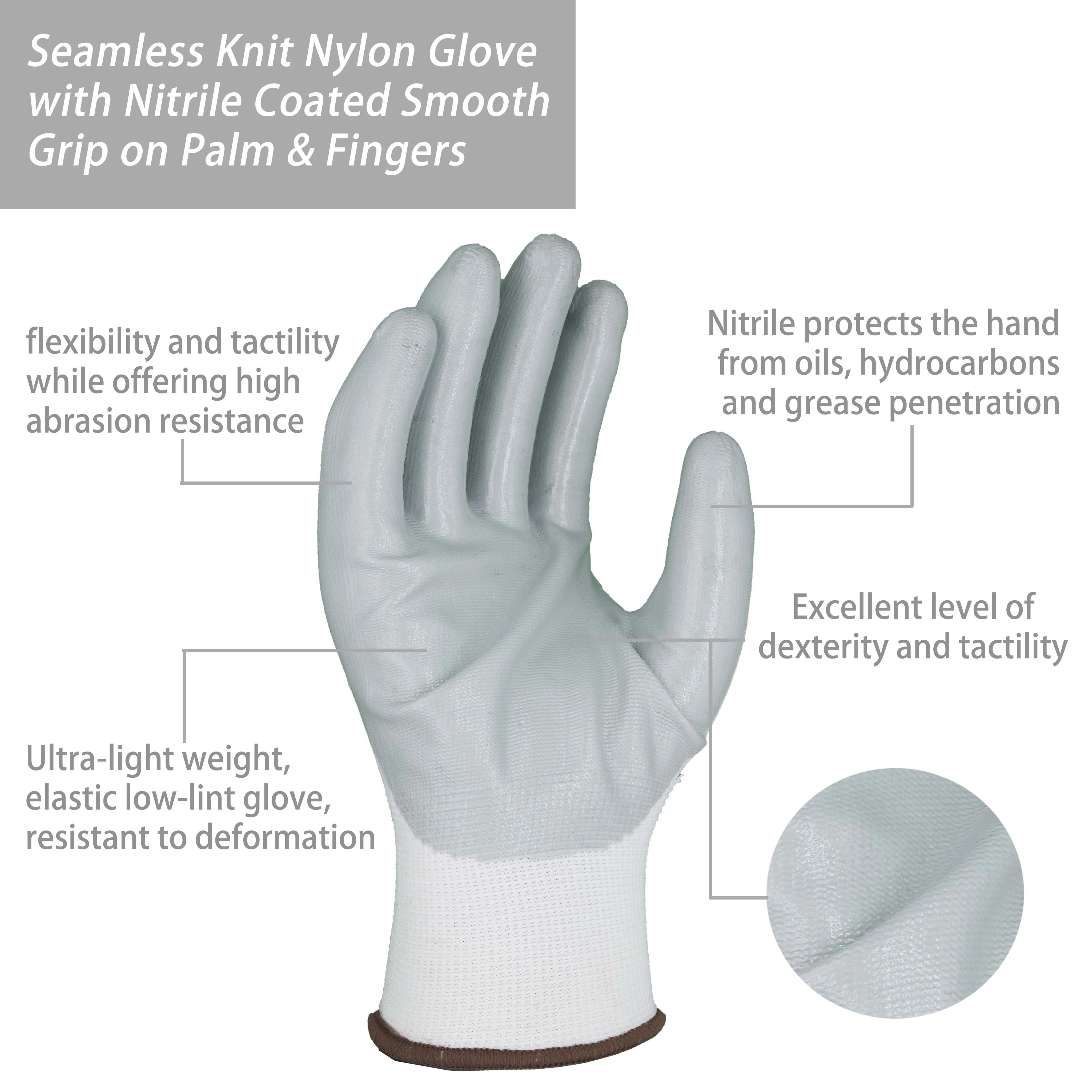 SKYEE Nitrile Coated Nylon Seamless Knit Anti Cut Breathable Warehouse Safety Work Gardening Gloves With Grip for Men & Women