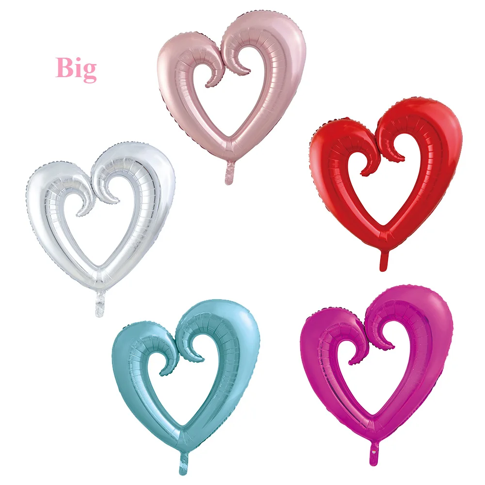 Valentines Day Engagement Anniversary Wedding Birthday Love Mylar Balloons Big Hollow Heart Shaped Balloons Hook Foil Balloons
